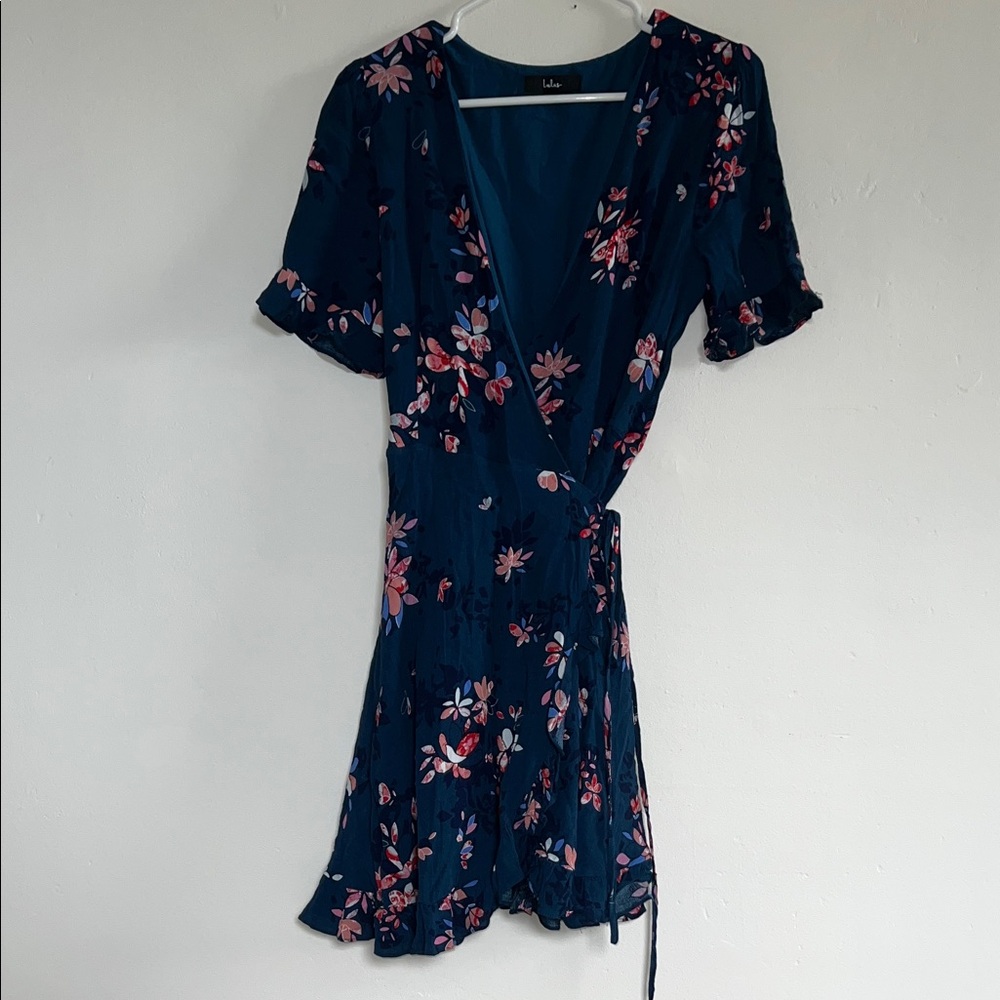 Lulu's Teal Floral Wrap Dress